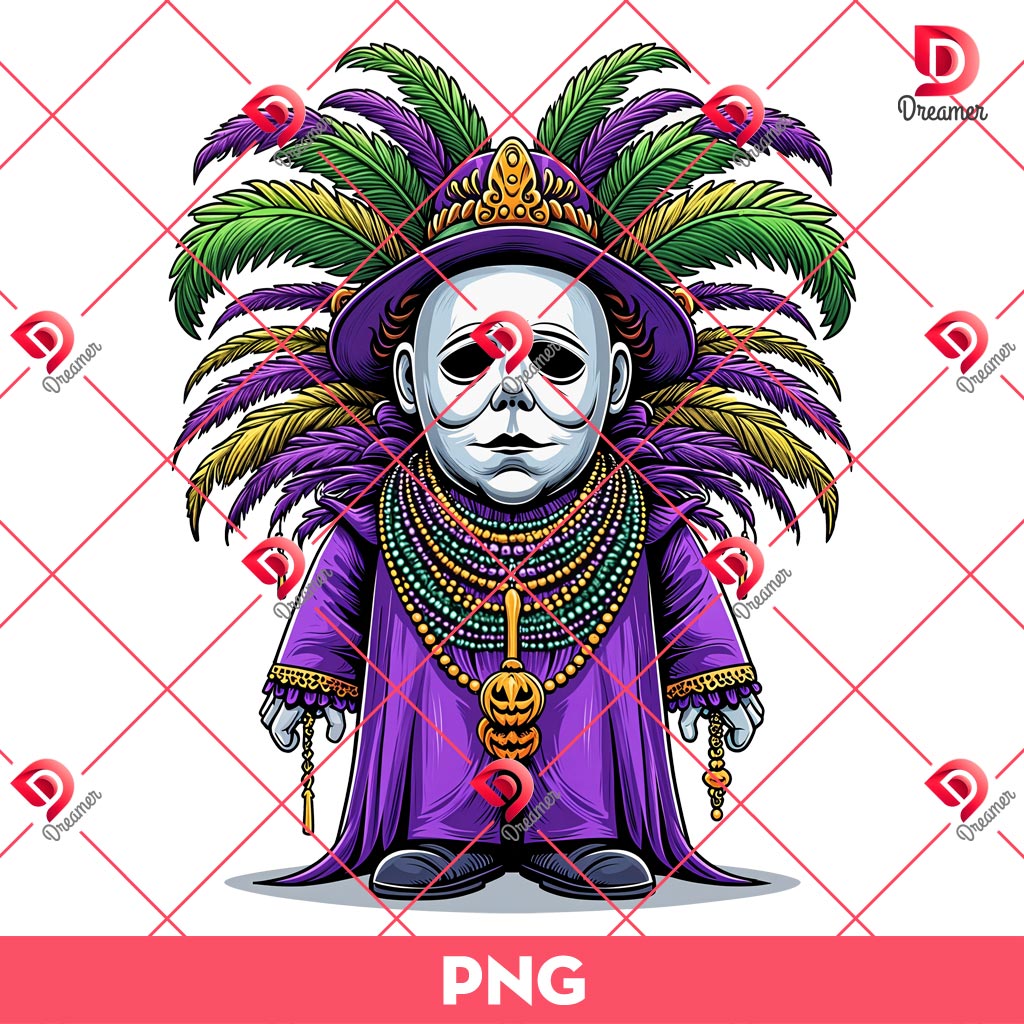 Mardi Gras Michael Myers PNG, Horror Killer Mardi Gras PNG Design