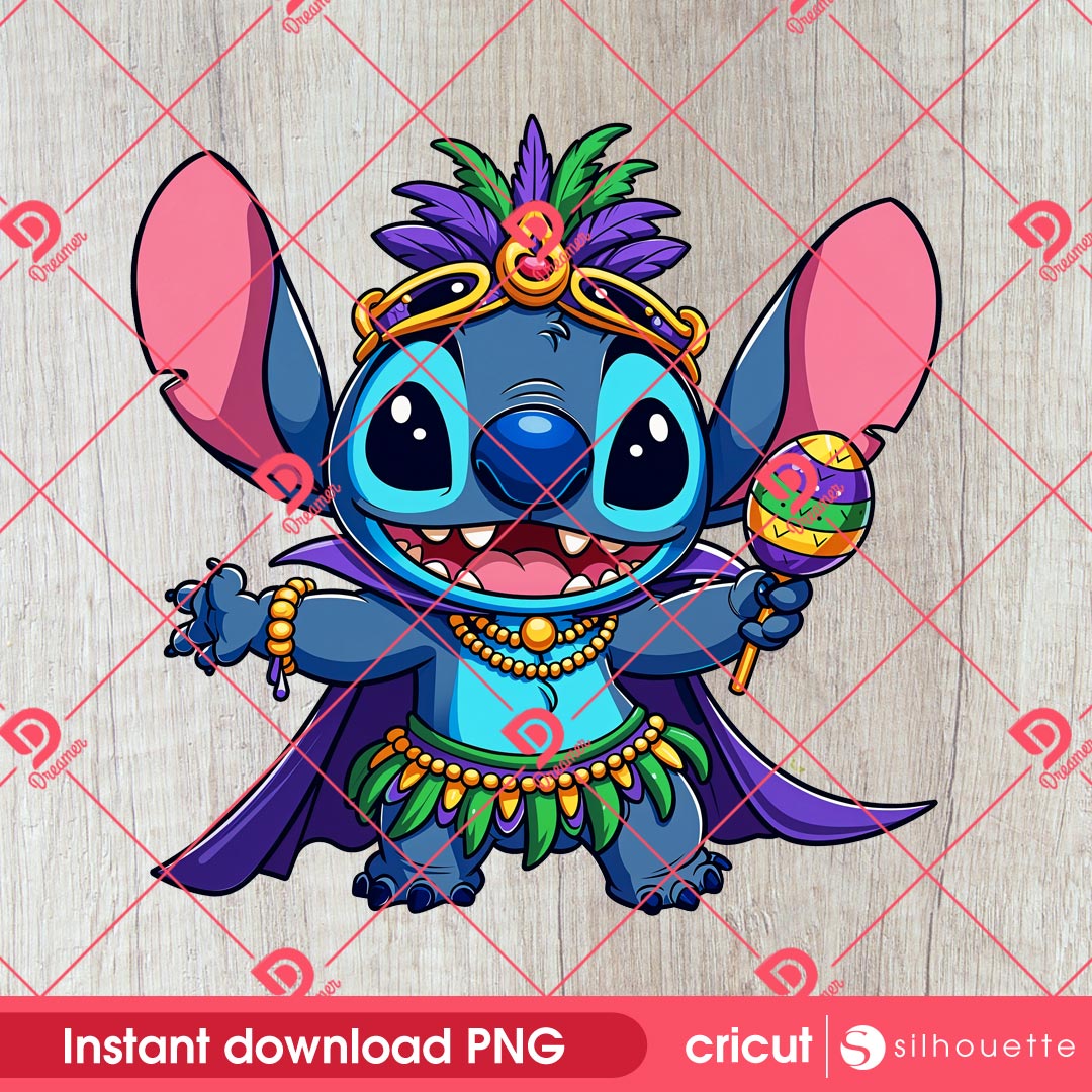 Mardi Gras Stitch PNG, Disney Stitch Mardi Gras Festival PNG