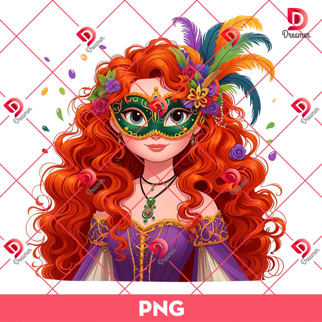 Merida Princess Mardi Gras PNG, Mardi Gras Festival Disney Princess Merida PNG