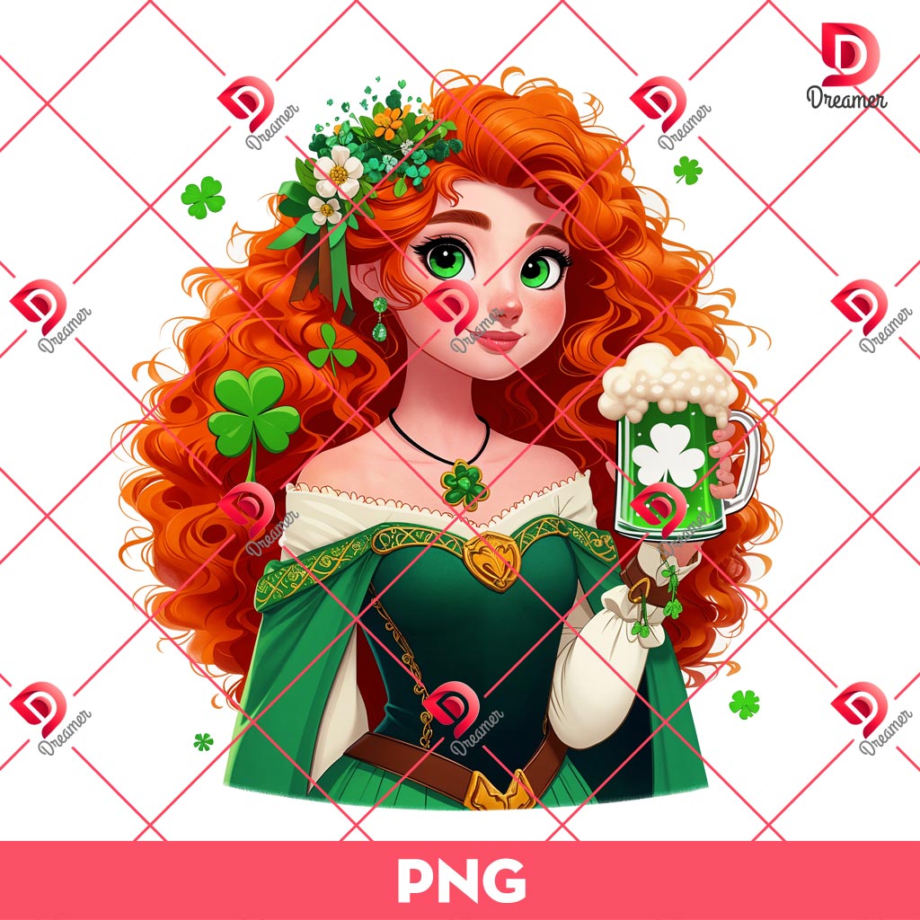Merida St Patricks PNG, Disney Princess Saint Patricks Day PNG