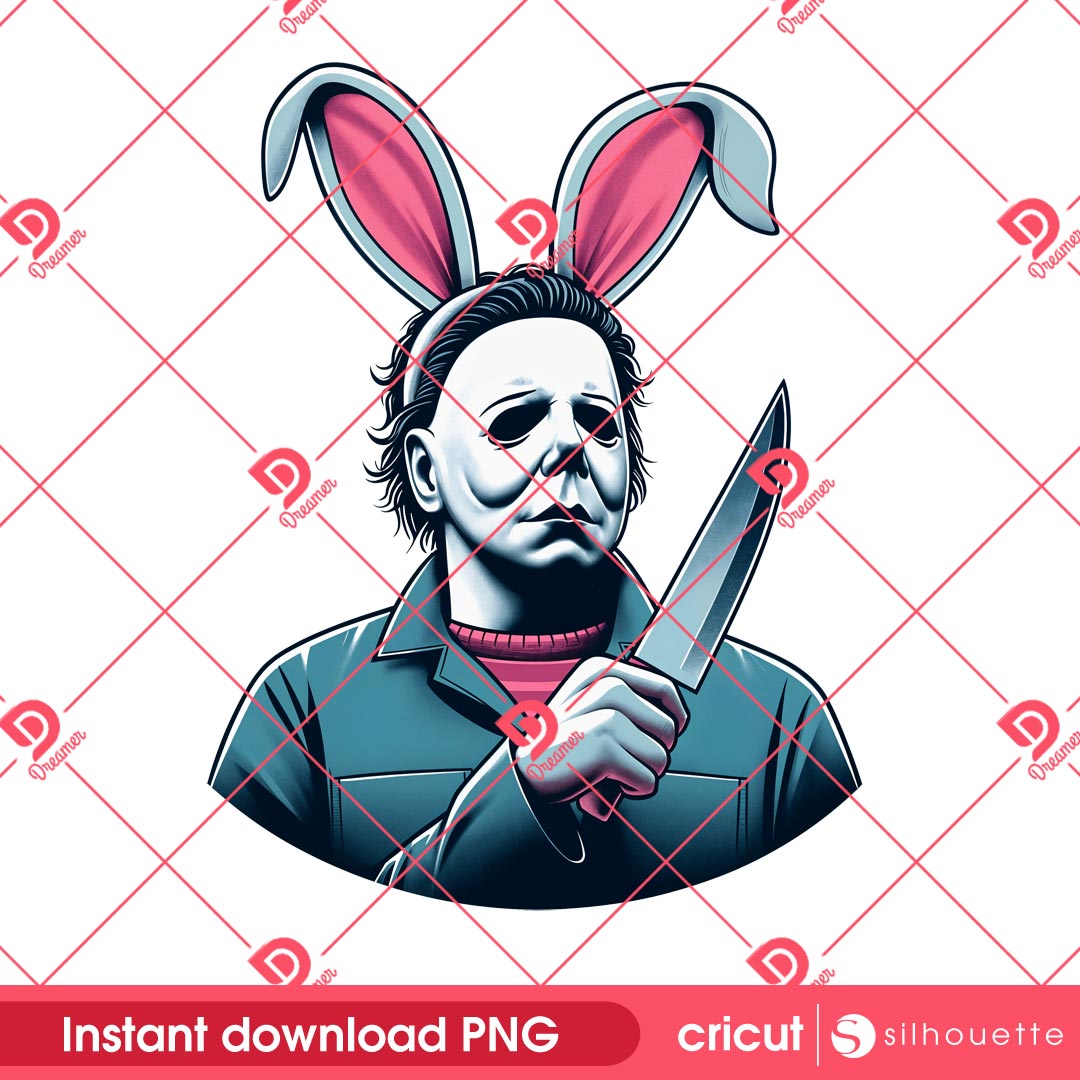 Michael Myers Bunny Easter PNG, Happy Easter Horror Killer Myers PNG