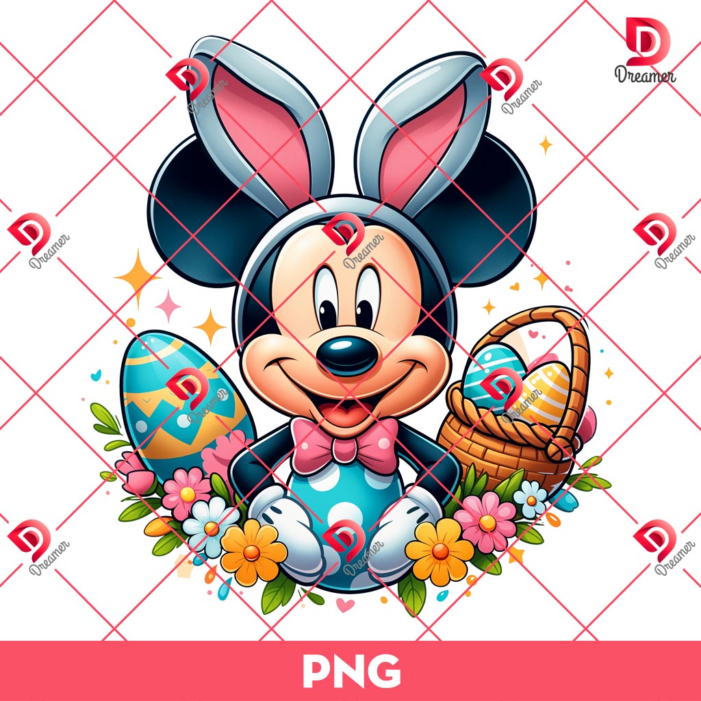 Mickey Mouse Easter PNG, Disney Mickey Mouse Bunny Easter PNG