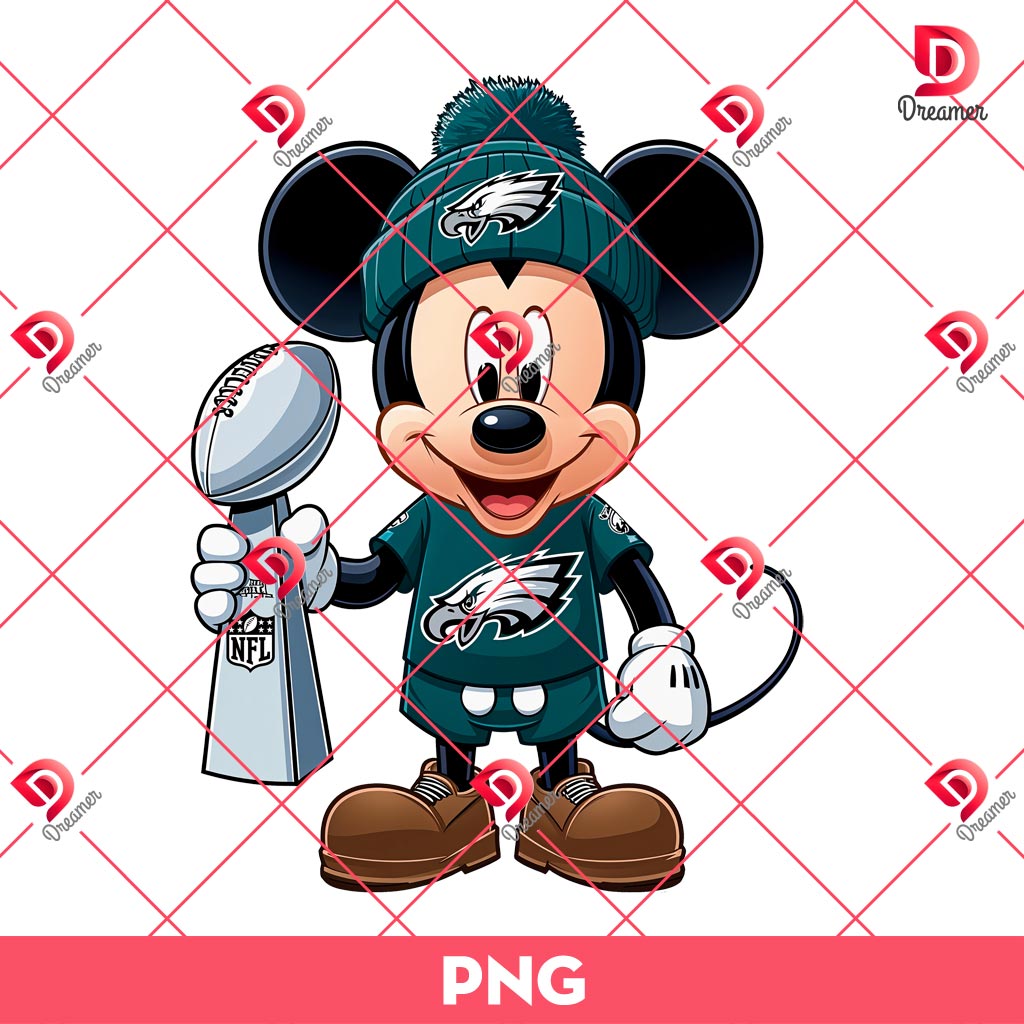 Mickey Mouse Philadelphia Eagles Super Bowl PNG, Mickey Eagles Champions 2025 PNG, NFL Football Champs Disney Friends PNG