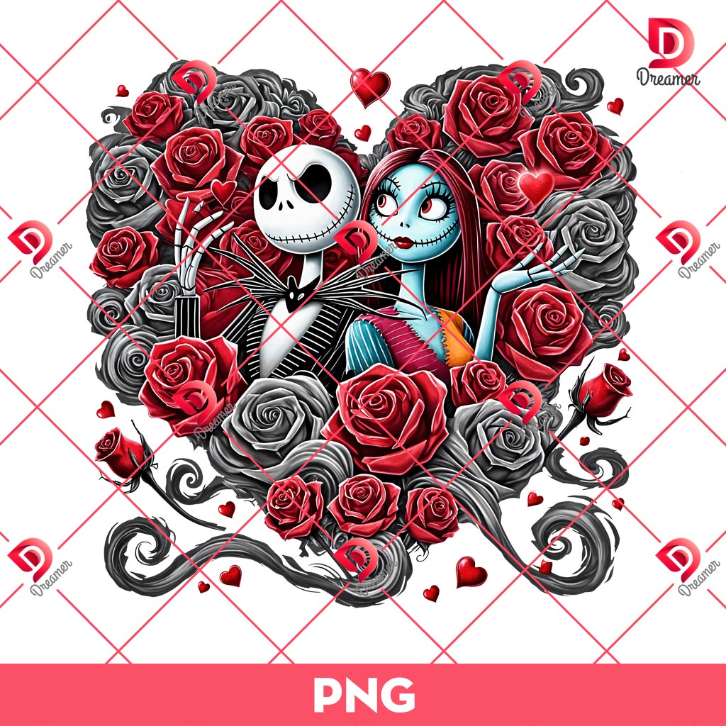 Nightmare Couple Valentines Day PNG, Jack And Sally Nightmare Valentine PNG