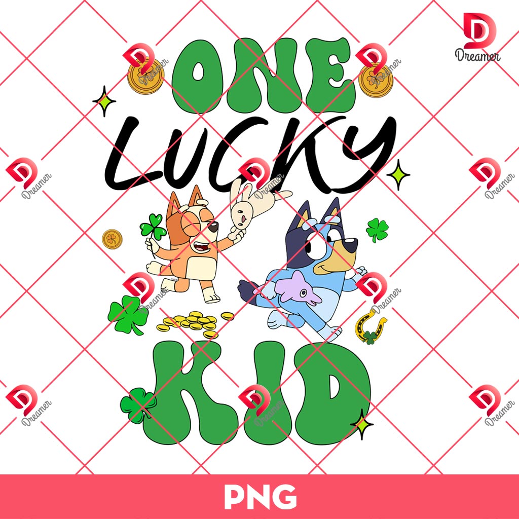 One Lucky Kid Bingo Bluey St Patrick PNG, Saint Patricks Day Bluey PNG