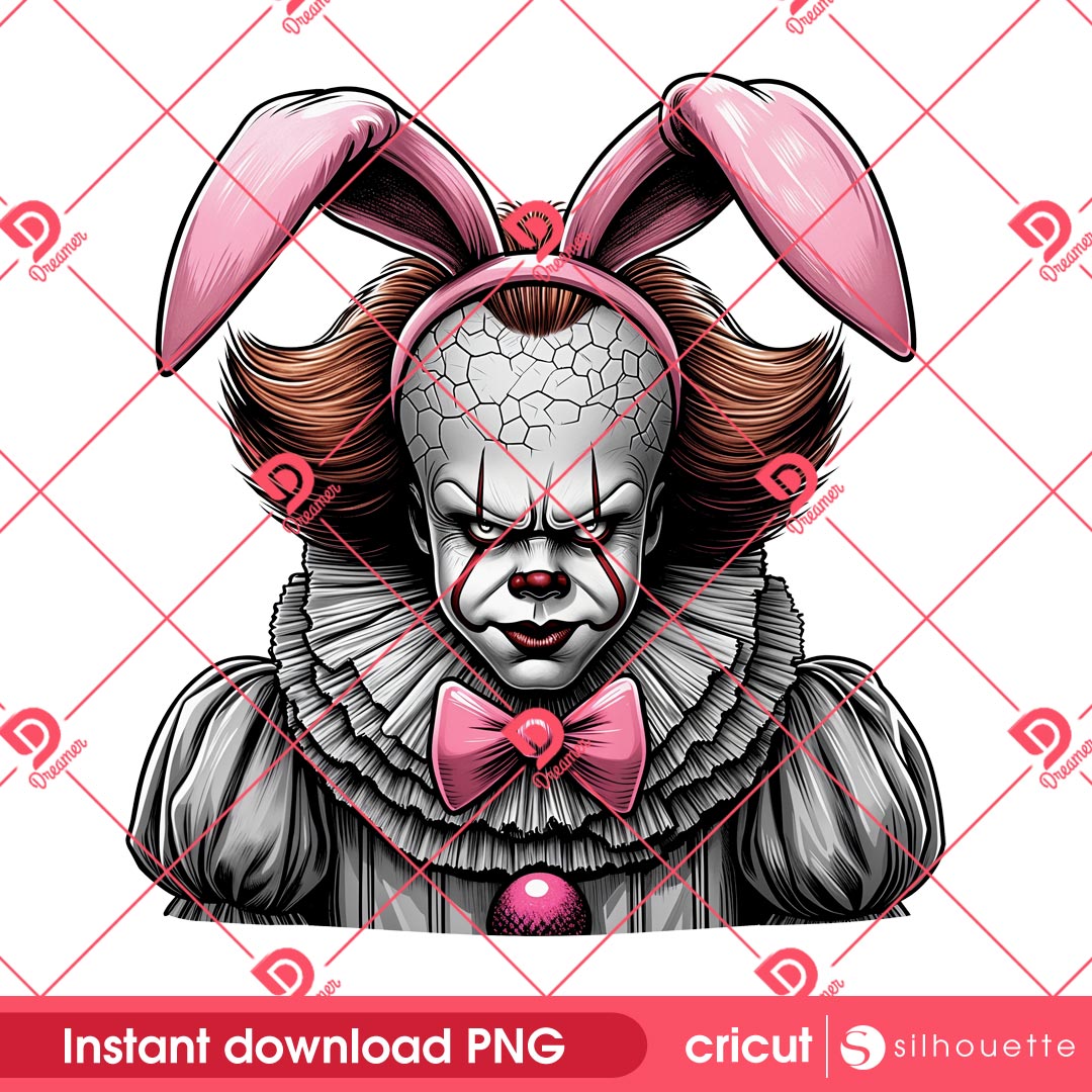 Pennywise Bunny Easter PNG, Horror Character Pennywise Easter Day PNG