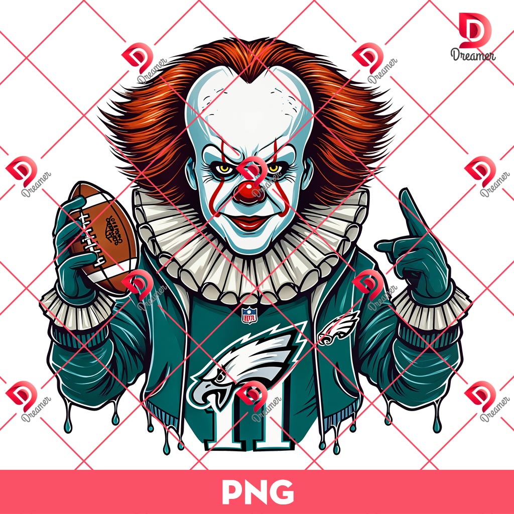 Pennywise Eagles Football PNG, Philadelphia Eagles Horror Killer NFL PNG