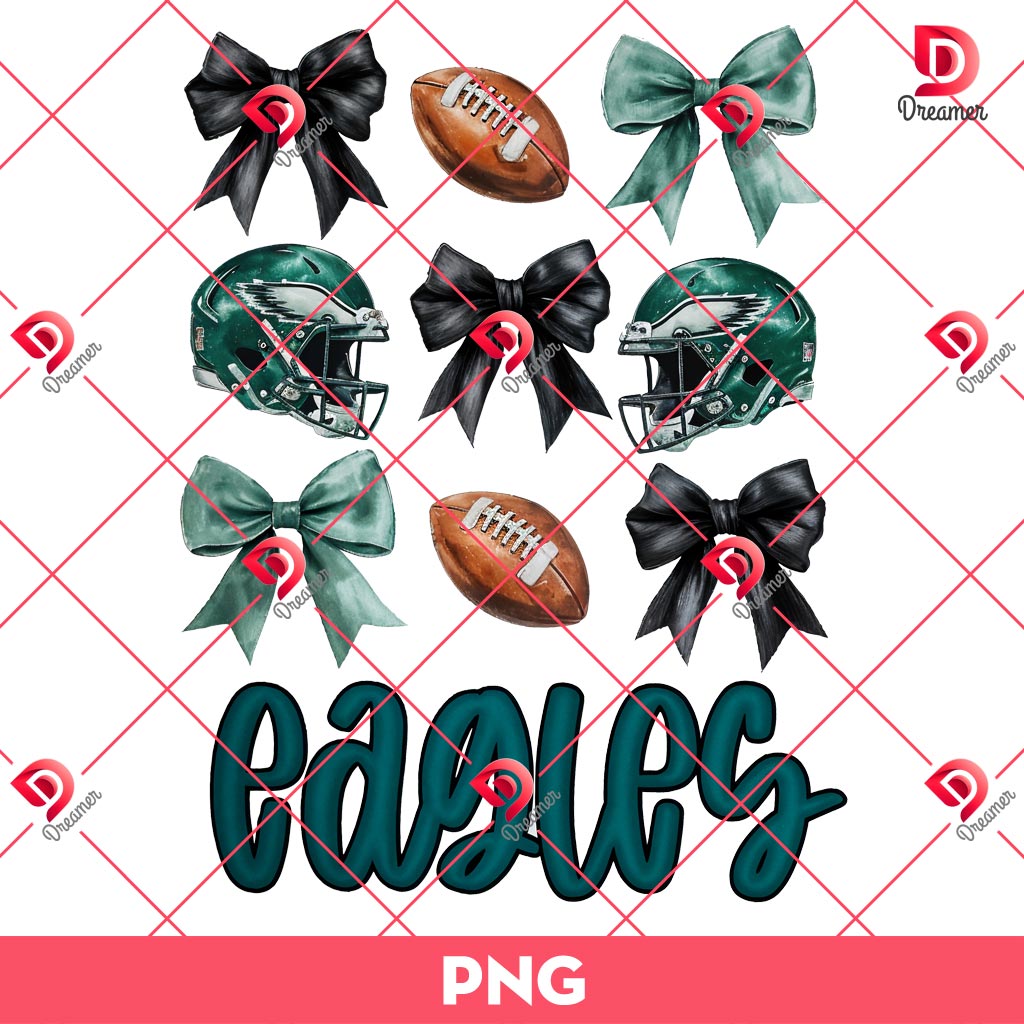 Philadelphia Eagles Coquette Bow PNG, Eagles Football Coquette PNG