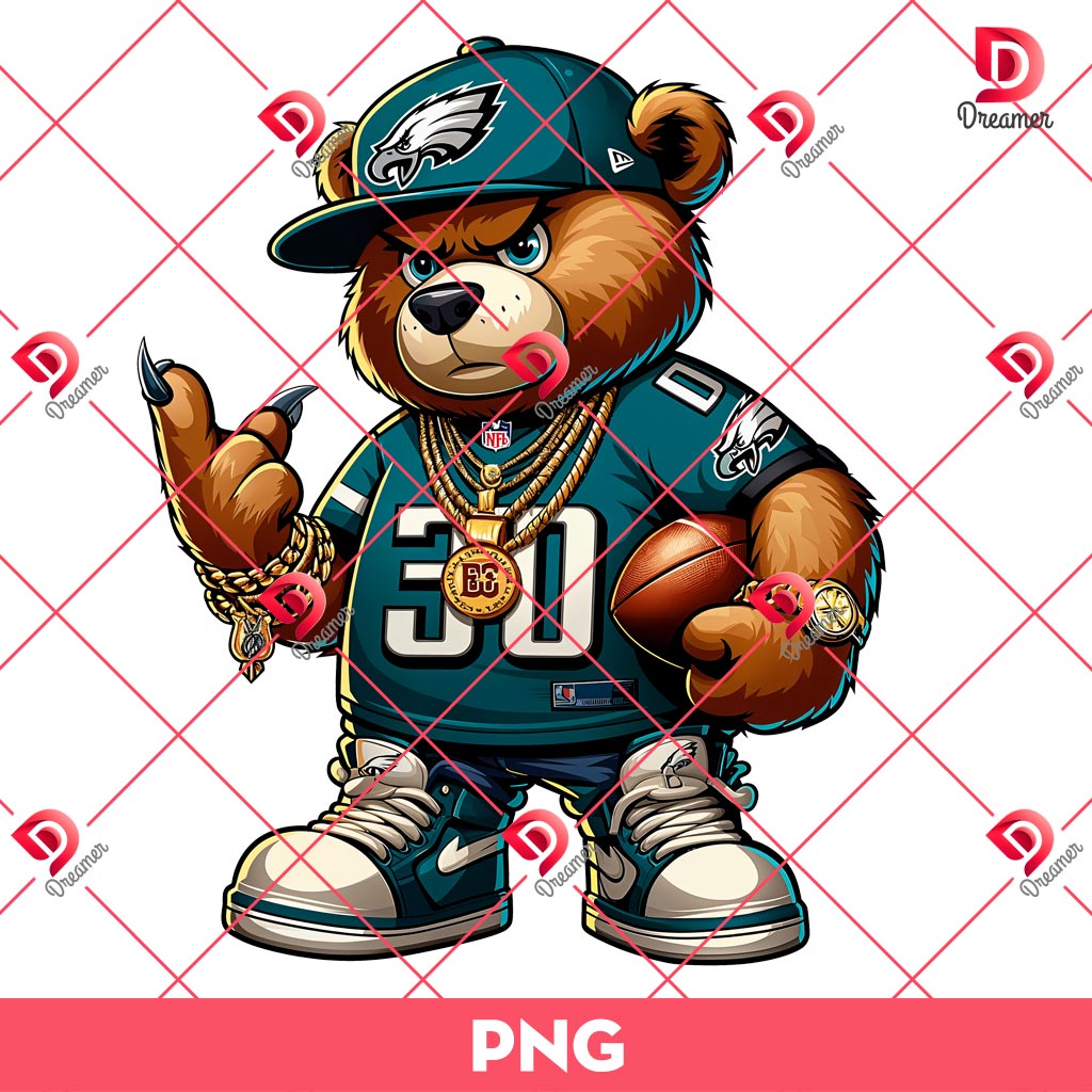 Philadelphia Eagles Football Teddy Bear PNG, NFL Teddy Bear Eagles PNG