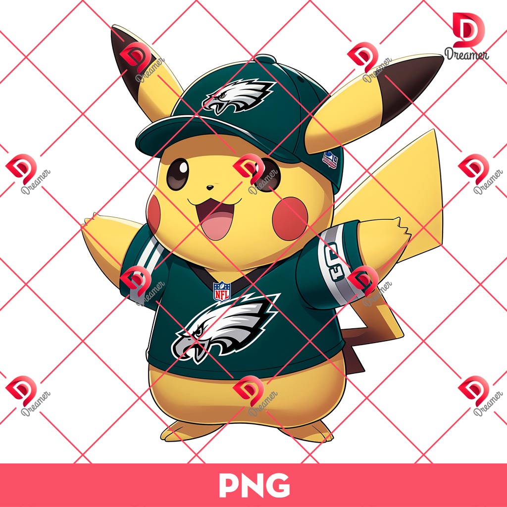 Pikachu Eagles Football PNG, Philadelphia Eagles NFL Pokemon Pikachu PNG