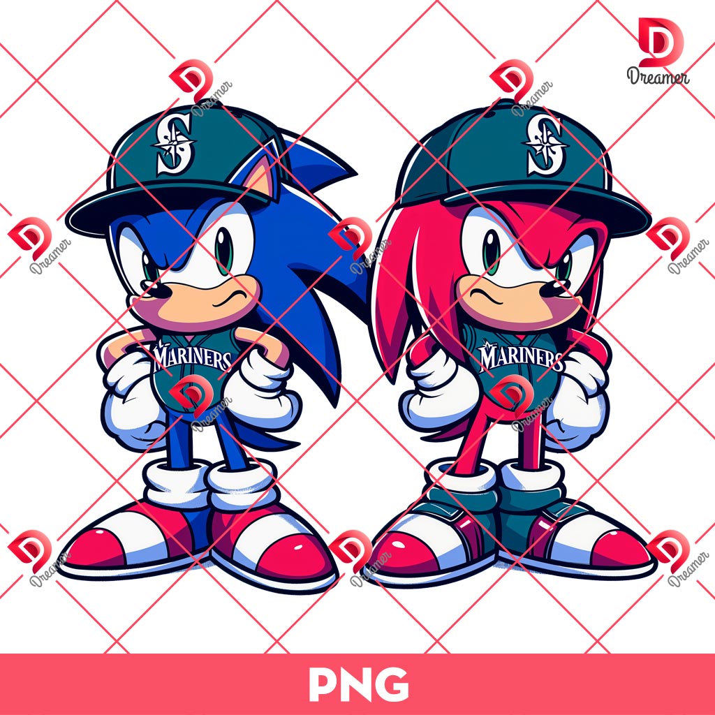 Seattle Mariners Sonic And Knuckles PNG, MLB Sport Baseball Sonic PNG, Mariners Baseball Sonic Knuckles PNG