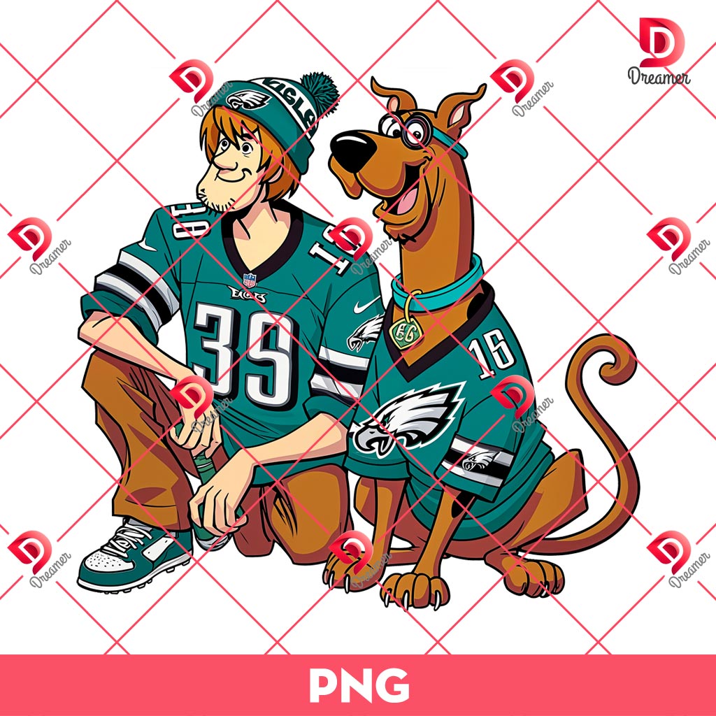 Shaggy And Scooby Doo Eagles Football PNG, Philadelphia Eagles Scooby Doo Cartoon PNG