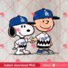 Snoopy And Charlie Brown Baseball Dodgers PNG, LA Dodgers Peanuts Cartoon PNG, Snoopy Dodgers PNG