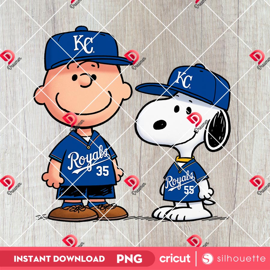 Snoopy And Charlie Brown KC Royals PNG, Peanuts Cartoon Baseball Kansas City Royals PNG