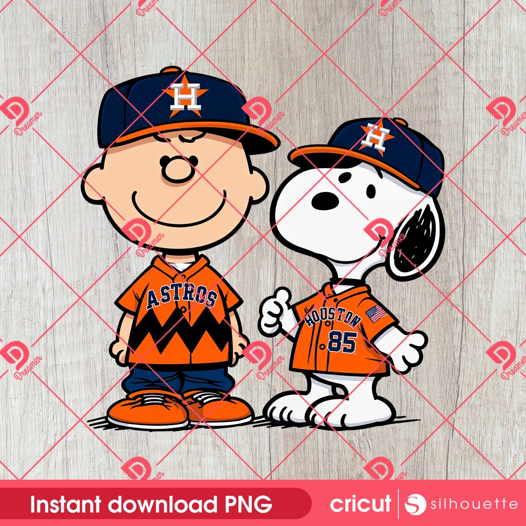 Snoopy Astros PNG, Charlie Brown And Snoopy Houston Astros Baseball PNG, MLB Sport Peanuts Cartoon PNG
