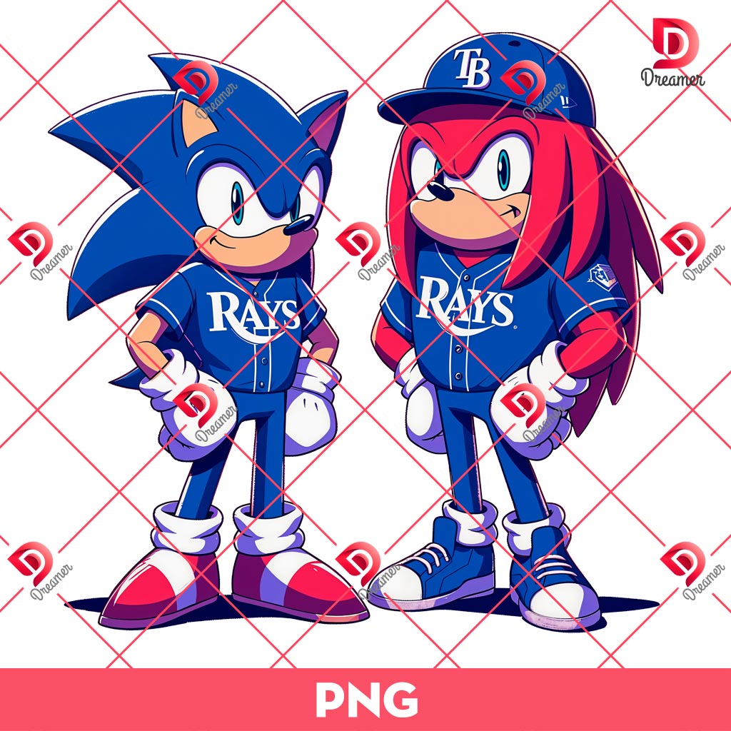 Sonic And Knuckles Tampa Bay Rays PNG, MLB Sport Sonic And Knuckles PNG, TB Rays Sonic Cartoon Characters PNG