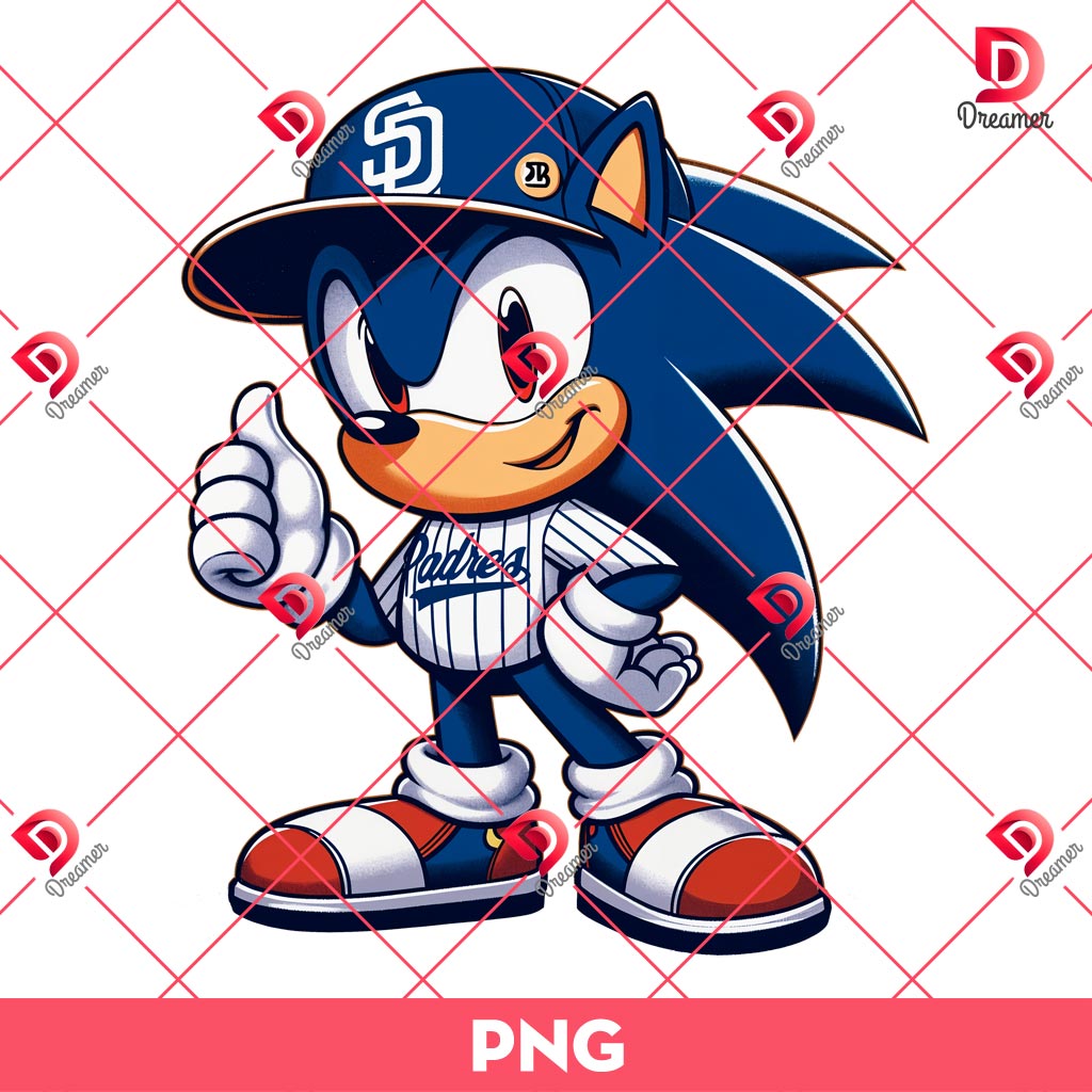 Sonic San Diego Padres Baseball PNG, MLB Sport Sonic Padres PNG