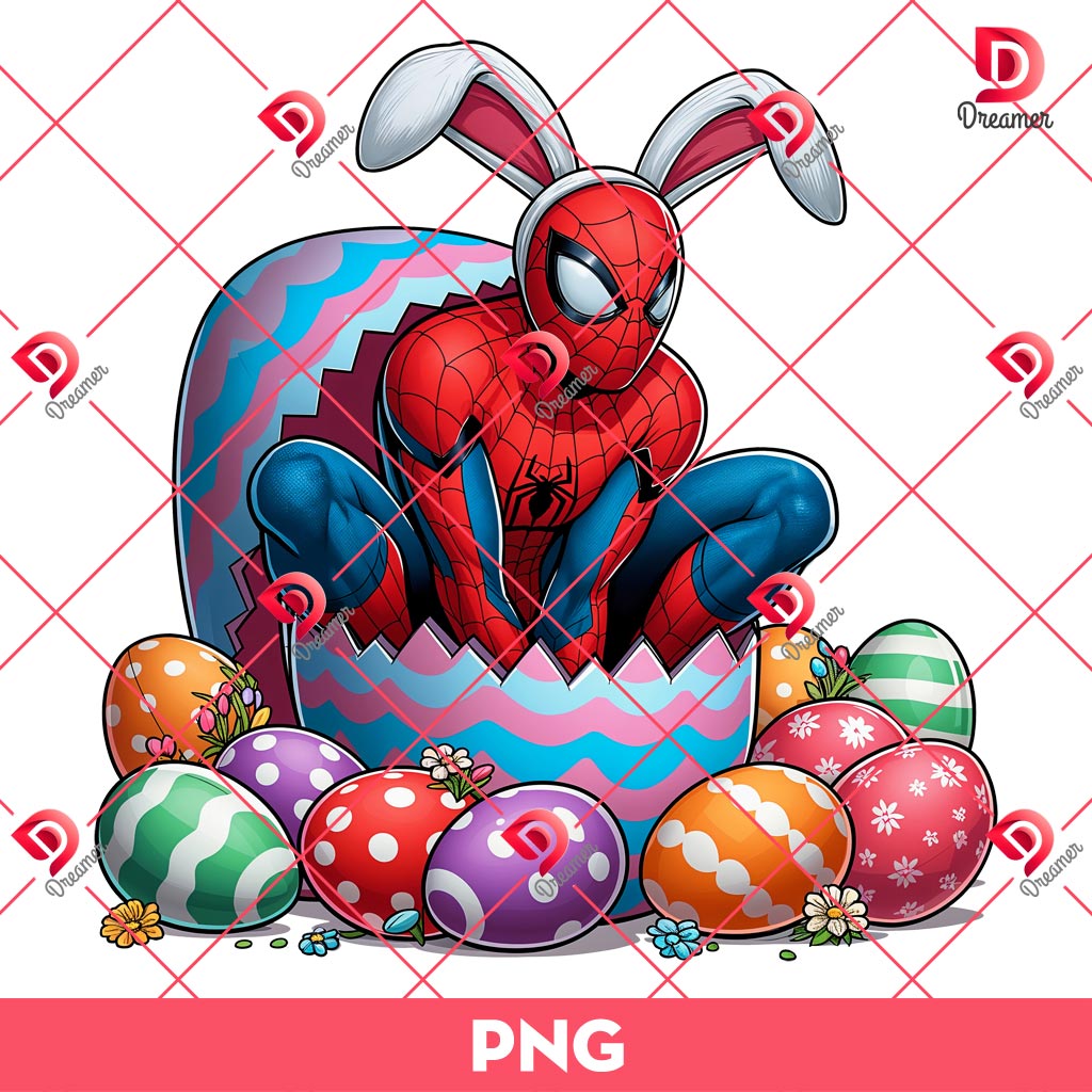 Spiderman Easter Eggs PNG, Superhero Easter PNG, Spiderman Bunny Easter PNG