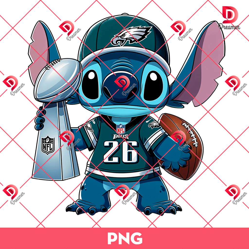 Stitch Eagles Super Bowl LIX 2025 PNG, Disney Stitch NFL Champs 2025 PNG