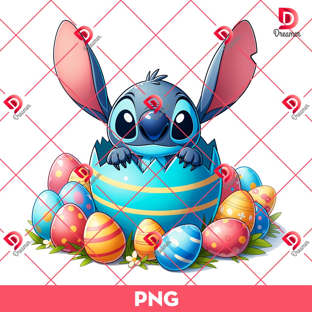 Stitch Easter Eggs PNG, Disney Character Easter PNG, Disney Stitch Bunny Easter PNG