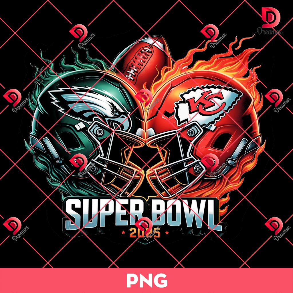 Super Bowl 2025 Chiefs VS Eagles PNG, KC Chiefs Helmet Vs Philadelphia Eagles Helmet PNG