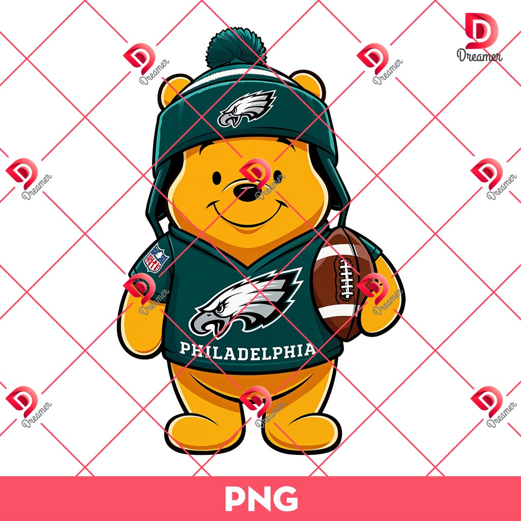 Winnie The Pooh Eagles Football PNG, Philadelphia Eagles Winnie The Pooh Cartoon PNG