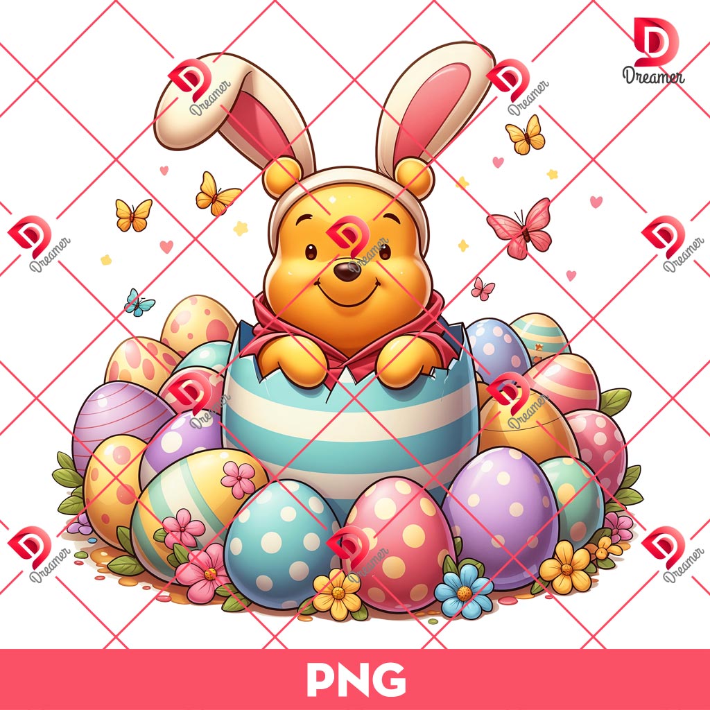Winnie The Pooh Easter PNG, Disney Pooh Bunny Easter PNG, Disney Easter Day PNG