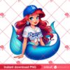 Ariel Mermaid LA Dodgers PNG, MLB Baseball Los Angeles Dodgers Cartoon PNG, Disney Princess Dodgers PNG
