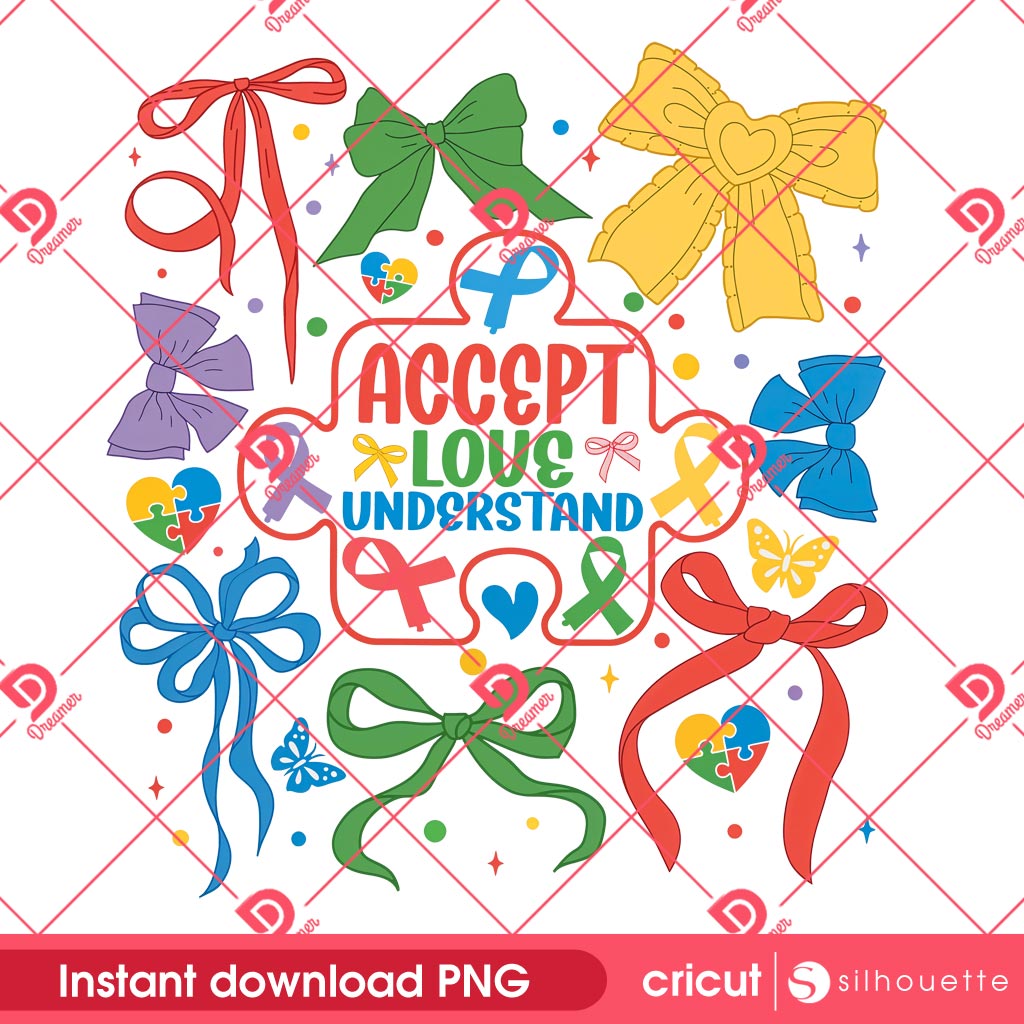 Autism Awareness Coquette Bow PNG, Retro Autism Bow PNG, Autism Mama PNG