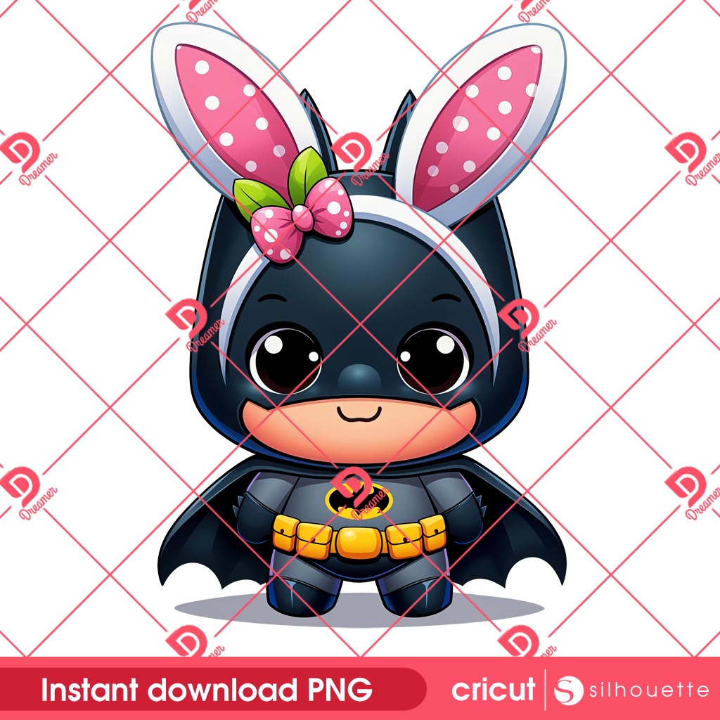 Baby Batman Easter PNG, Superhero Batman Bunny Easter PNG