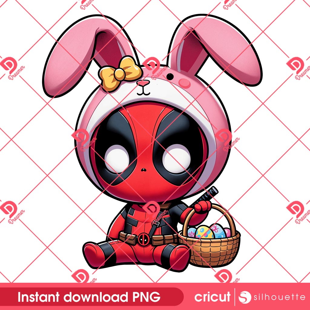 Baby Deadpool Bunny Easter PNG, Happy Easter Day Superhero Deadpool PNG