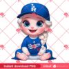 Baby Elsa Wearing Dodgers Outfits PNG, Los Angeles Dodgers Disney Frozen Princess PNG