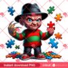 Baby Freddy Krueger With Puzzle Peace PNG, Horror Character Autism Awareness PNG