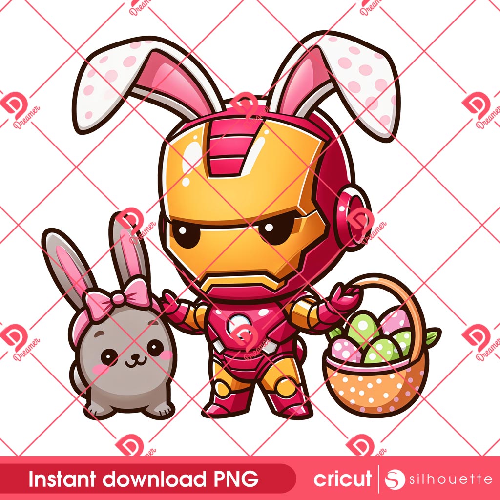 Baby Iron Man Easter PNG, Superhero Iron Man Bunny Easter PNG