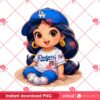 Baby Jasmine Wearing Dodgers Outfits PNG, Los Angeles Dodgers Disney Jasmine Princess PNG