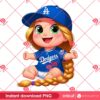 Baby Rapunzel Wearing Dodgers Outfits PNG, Los Angeles Dodgers Disney Princess PNG
