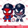 Baby Spiderman And Venom NY Yankees PNG, MLB Sport Superhero Yankees Baseball PNG