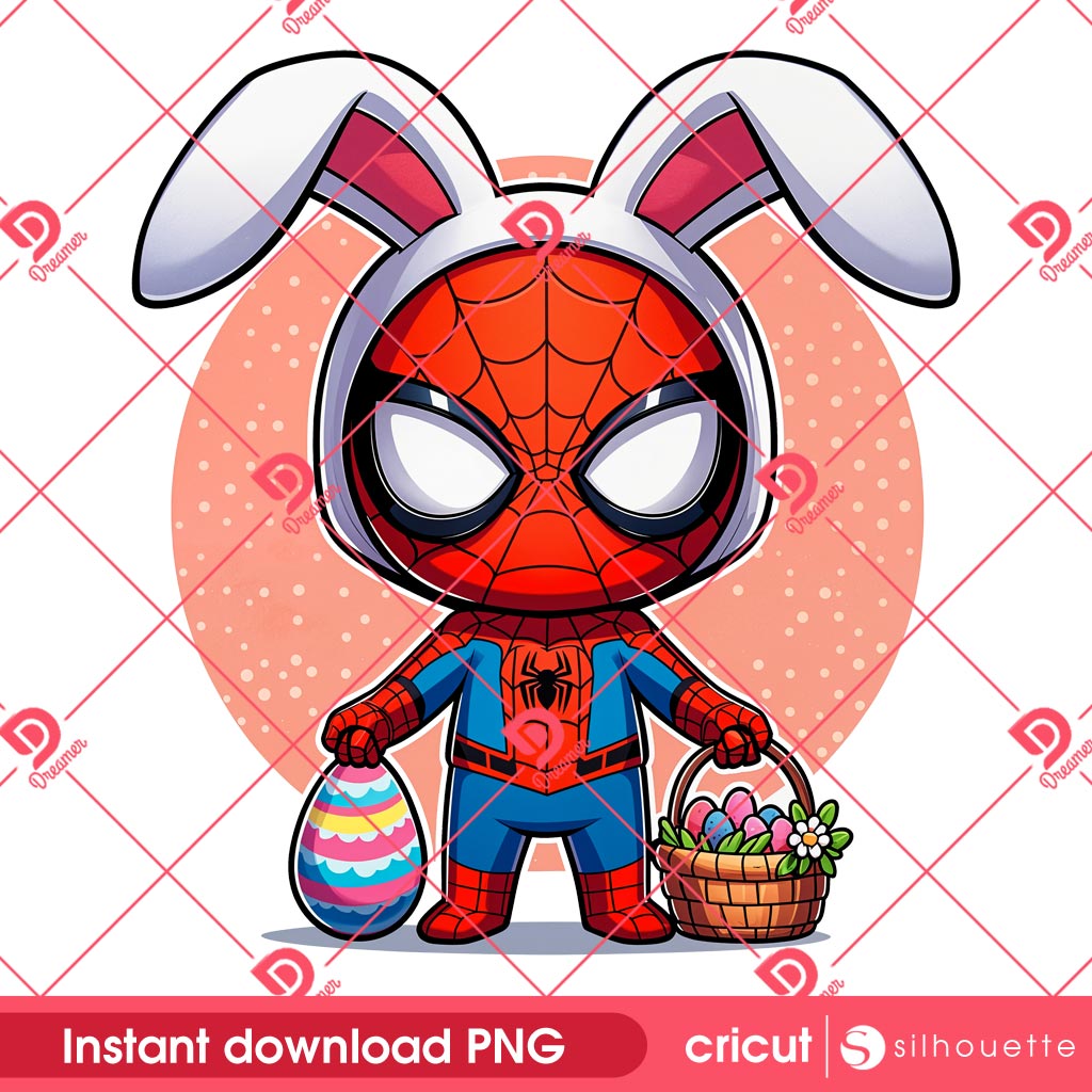 Baby Spiderman Easter PNG, Superhero Spiderman Bunny Easter PNG