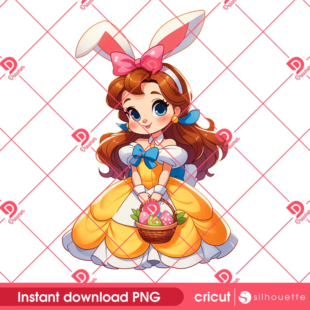 Belle Bunny Easter PNG, Disney Belle Princess Easter PNG