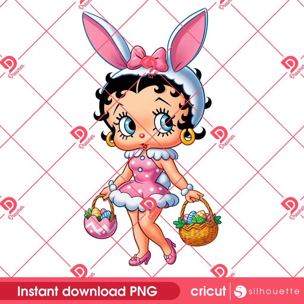 Betty Boop Bunny Easter PNG, Happy Easter Day Cute Betty Boop PNG