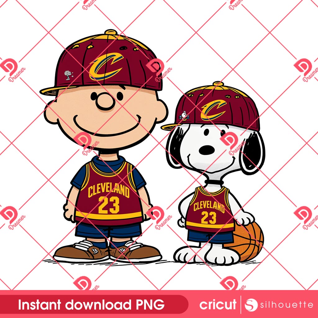 Charlie Brown And Snoopy Cleveland Cavaliers PNG, NBA Cavaliers Peanuts Basketball PNG