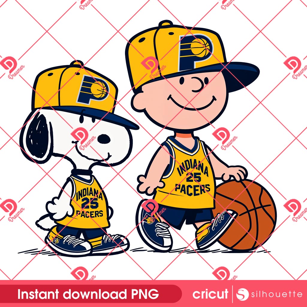 Charlie Brown And Snoopy Indiana Pacers PNG, Indiana Pacers Peanuts Basketball PNG