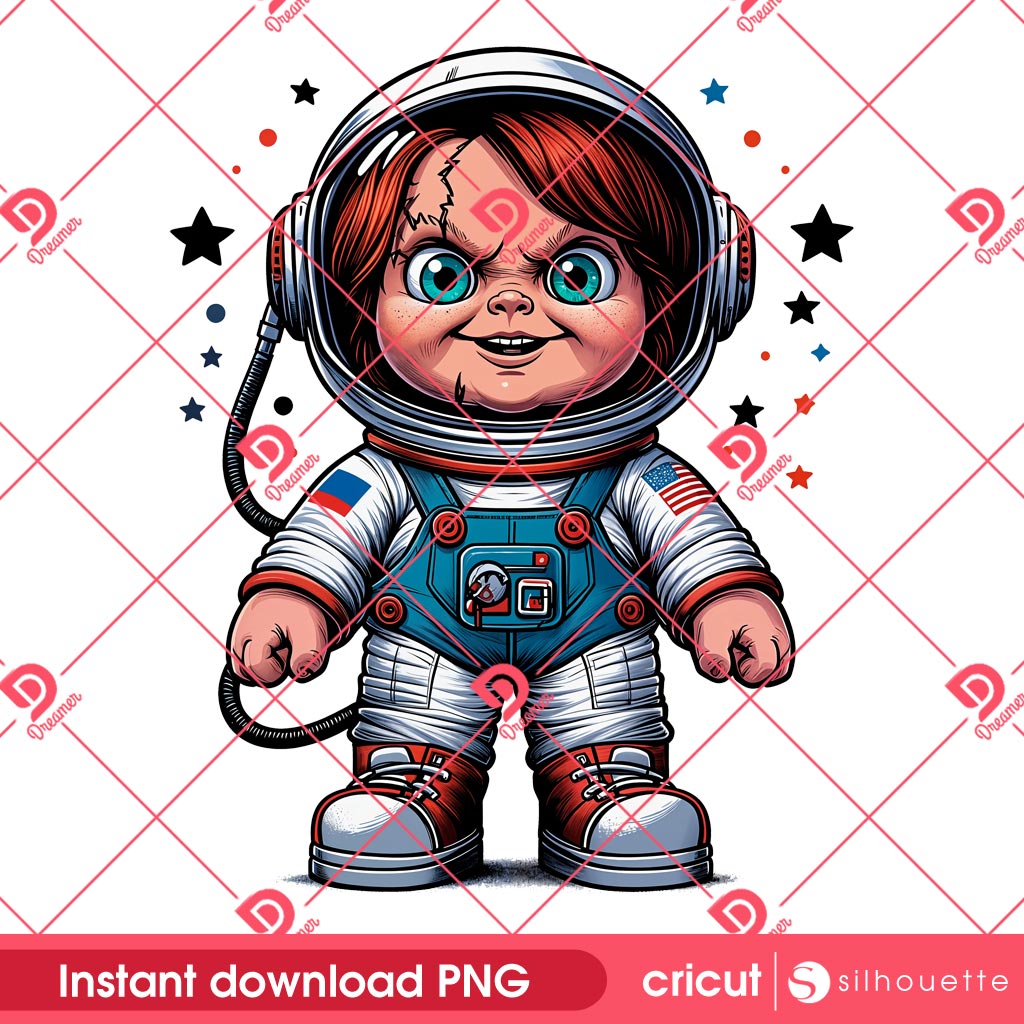 Chucky Astronaut PNG, Horror Chucky Doll In Space PNG