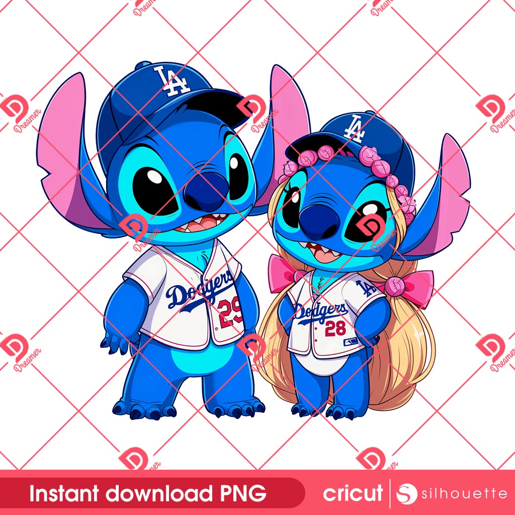 Couple Stitch LA Dodgers PNG, Baseball Stitch Los Angeles Dodgers PNG