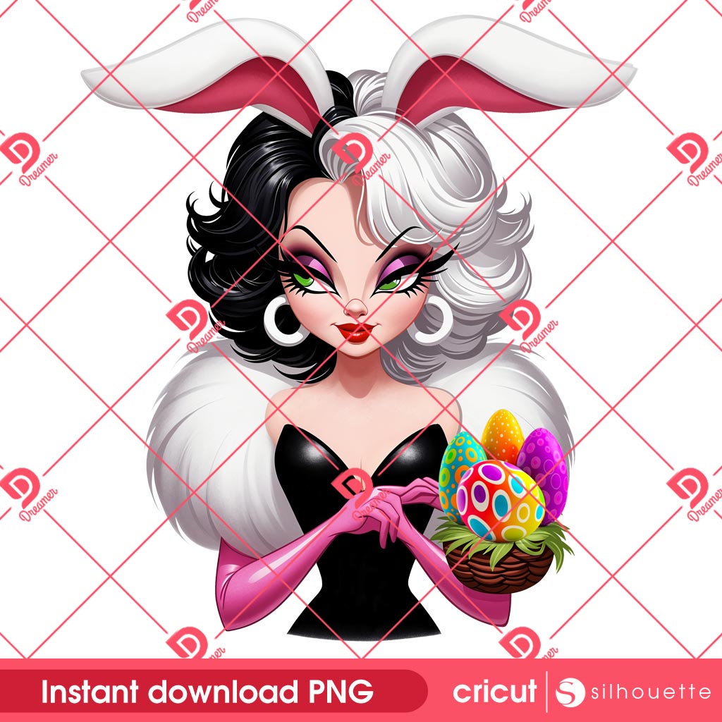 Cruella De Vil Bunny Easter PNG, Disney Cruella de Vil Happy Easter Day PNG