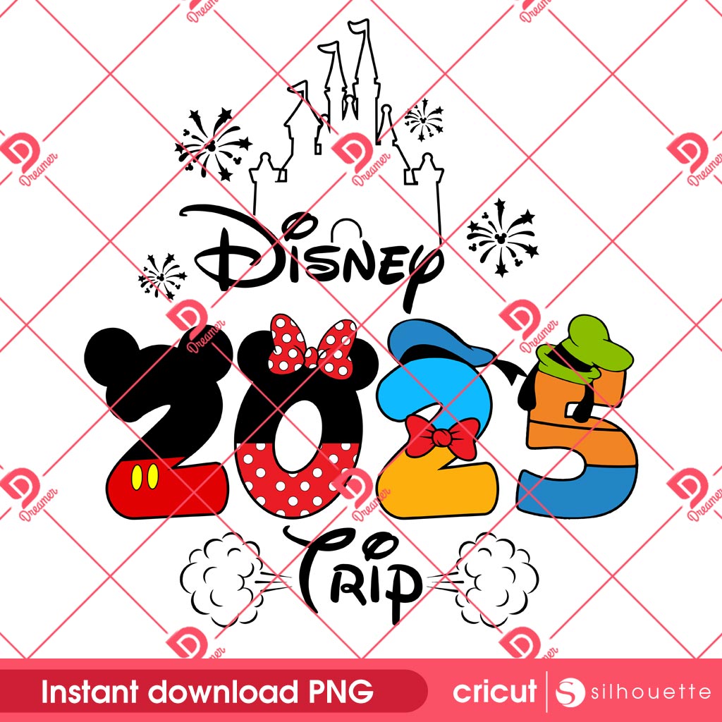Disney 2025 Trip PNG, Mickey Minnie Mouse Disney Vacation 2025 PNG, Disney Friends Trip PNG