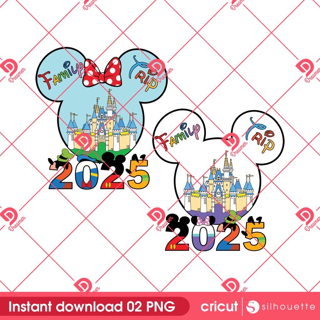 Disney Family Trip 2025 Mickey Minnie Mouse PNG, Minnie Mickey Disney 2025 PNG
