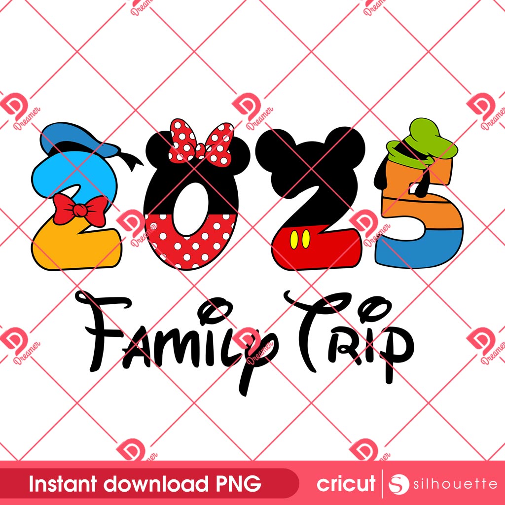 Disney Friends 2025 Family Trip PNG, Disney Family Trip 2025 PNG, Mickey Mouse Friends 2025 PNG