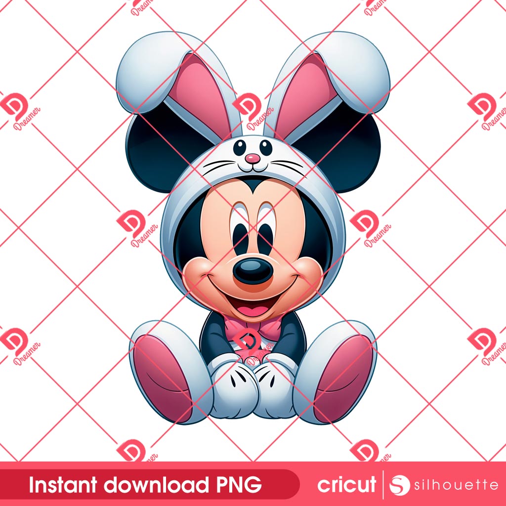 Disney Mickey Mouse Bunny PNG, Mickey Easter PNG, Happy Easter Day Disney Mouse PNG