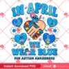 Disneyland All Characters In April We Wear Blue PNG, Disney Characters Autism Awareness PNG
